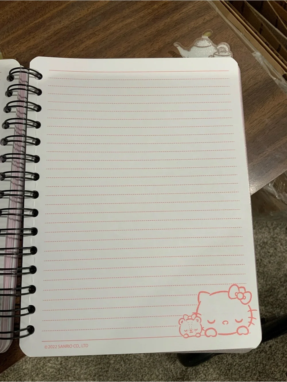 Hello Kitty Pink Spiral Tablet Notebook with Bow & Teddy Design